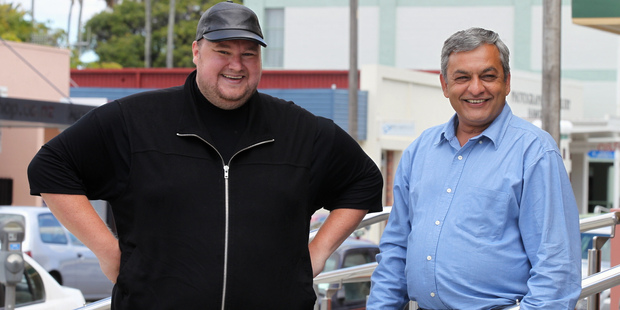 Kim Dotcom with Vikram Kumar, new Mega CEO. Photo / Duncan Brown