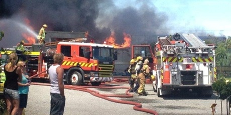 The massive fire destroyed $250,000 worth of materials and equipment. Photo / Supplied