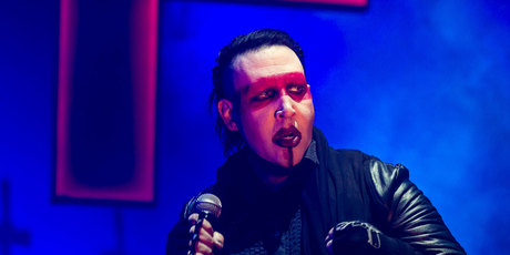 Marilyn Manson on stage in Basel, Switzerland.