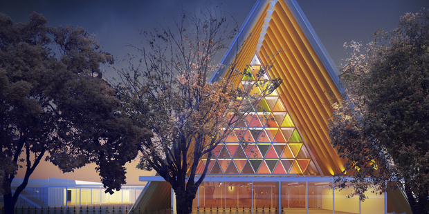 An artist impression of the Cardboard Cathedral. Photo / Supplied