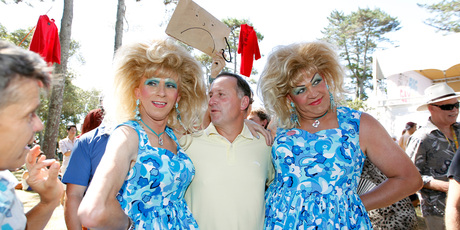 Prime minister John Key mixes with the crowd at the Big Gay Out. Photo / Michael Craig