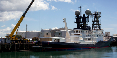 The 87.5m superyacht Arctic P, owned by Australian billionaire James Packer. Photo / Brett Phibbs The 87.5m superyacht Arctic P, owned by Australian billionaire James Packer. Photo / Brett Phibbs