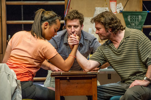 Cian Elyse White, Brett O'Gorman and John Leigh in Kings of the Gym . Photo / Michael Smith