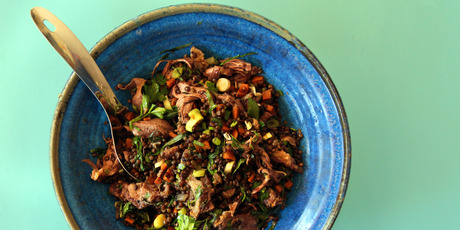 Lamb puy lentil salad. Photo / Doug Sherring HOS