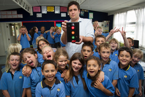 Teacher Cameron Ross and his Year 4 class at Torbay School. Photo / Kellie Blizard