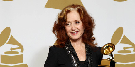 Bonnie Raitt poses backstage with the award for best americana album for Slipstream at the Grammy Awards. Photo / AP