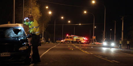 Hansen was killed when she parked her car (facing south) walked across SH2, and got hit by a car travelling north, about 200m north of the intersection into Otane. Photo / APN