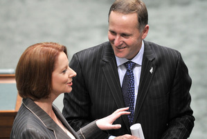 Australian Prime Minister Julia Gillard and New Zealand Prime Minister John Key. Photo / NZPA