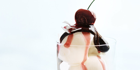 Cherry and chocolate sundaes. Photo / Donna Hay Magazine