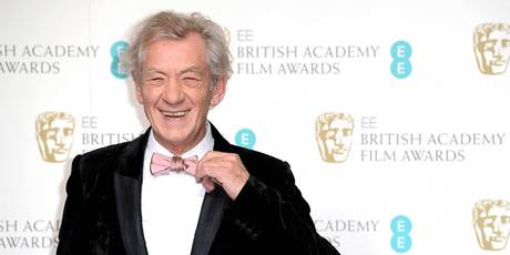 Ian McKellen was grinning but The Hobbit wasn't winning at the Baftas. Photo/AP
