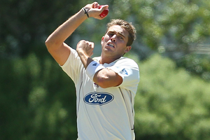 Tim Southee continued his fine return to first class cricket with a five-wicket bag today. Photo / Justin Arthur.