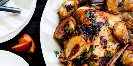 Asian Roast Chicken with Spiced Peaches. Photo / NZH