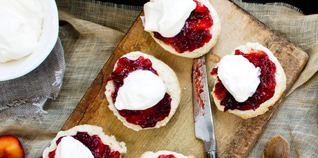 Plum Jam on scones with cream. Photo / NZH