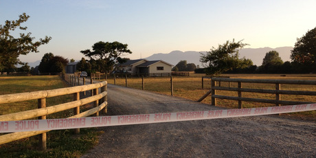 Police tape marks a crime scene in Matamata. Photo / Christine Cornege
