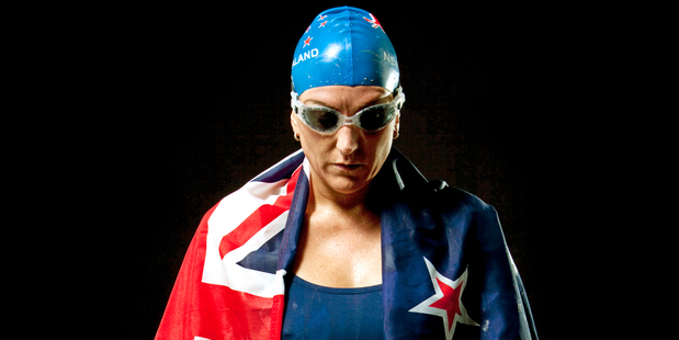 Open-water swimmer Kim Chambers says people think she's slightly crazy. Photo / Brett Hillyard