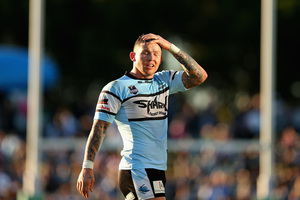 Carney yesterday joined his teammates in running with the full Sharks squad for the first time. Photo / Getty Images