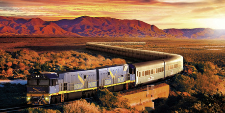 The Indian Pacific train passes through the Flinders Ranges on its journey from Sydney to Perth. Supplied