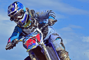 Courtney Duncan gets airborne on her way to first, second and third finishes at Pleasant Point. Photo / Andy McGechan