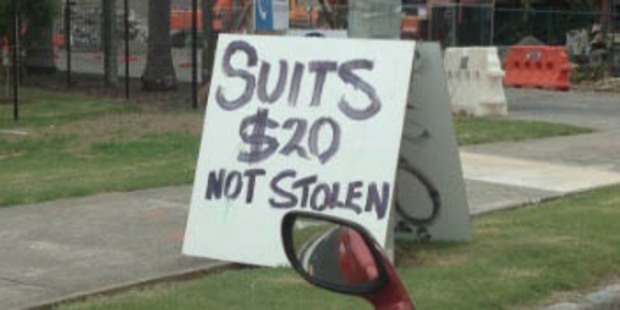 Bet they're classy suits. Spotted in Avondale. Photo / Supplied