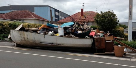 Tsunami hits Mt Wellington? Or just inorganic rubbish collection week? Photo: Julie Hancock/Supplied