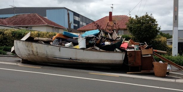Tsunami hits Mt Wellington? Or just inorganic rubbish collection week? Photo: Julie Hancock/Supplied
