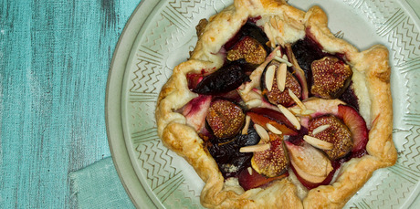 Rustic fig, pear and plum tart. Photo / Michael Craig