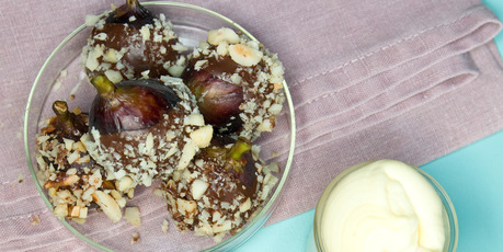 Chocolate dipped figs with macadamia nuts and cream. Photo / Michael Craig