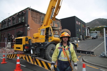 Alastair Suren of the Lyttelton Volunteer Fire Brigade at work after the 22 February quake. Photo / Supplied