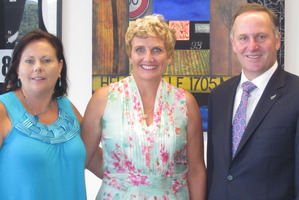 From left, Christie Marceau Foundation trustee Janine McArthur, Tracey Marceau, John Key and Christie Marceau. Photo / Supplied