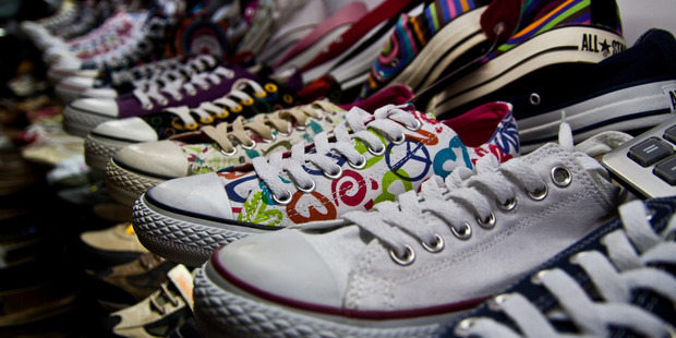 Fake Converse Chuck Taylor shoes at The Fakes Market in Shanghai. Photo / Supplied