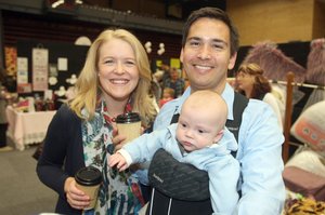 Natalie and Simon Bridges with Baby Emlyn (5 months). Photo / Andrew Warner