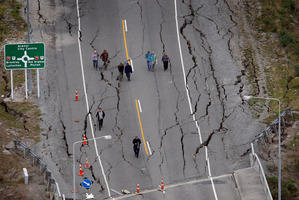 The South Brighton bridge after Christchurch's 6.3 magnitude earthquake. Photo / Sarah Ivey