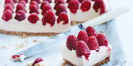 Raspberry and ginger cheesecake slice. Photo / Donna Hay Magazine