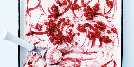 Strawberry swirl semifreddo. Photo / Donna Hay Magazine