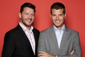 My Kitchen Rules hosts Manu Feildel and Pete Evans. Photo / Supplied