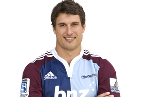 Anthony Boric modesl the Men's Health Trust NZ charity jersey. Photo / blues.co.nz