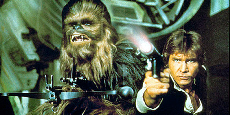 Harrison Ford as Han Solo and Peter Mayhew as Chebacca in Star Wars. Photo/supplied