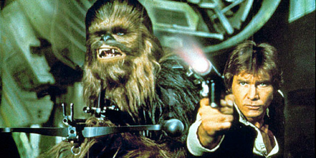 Harrison Ford as Han Solo and Peter Mayhew as Chebacca in Star Wars. Photo/supplied