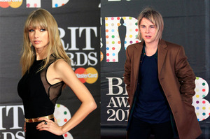Taylor Swift and Tom Odell at the BRIT awards 2013. Composite photo / AP