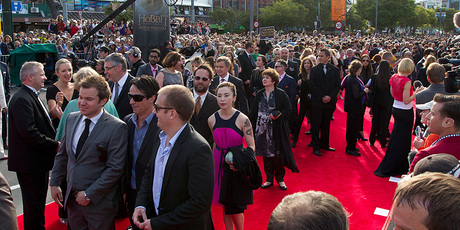 Guests arrive on the red carpet at The Hobbit premiere in Wellington. Photo/Mark Mitchell