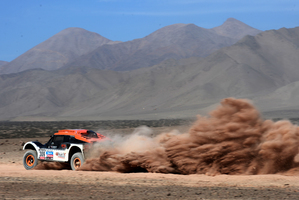 Guerlain Chicherit and co-driver Jean-Pierre Garcin during the 2013 Dakar Rally. Photo / Getty Images