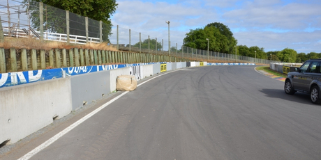 The concrete barrier over the mountain at Pukekohe Park Raceway doesn't look comfortable from any angle. Photo / Supplied