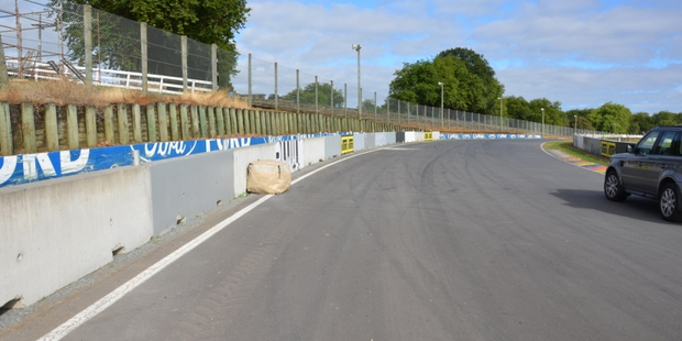 The concrete barrier over the mountain at Pukekohe Park Raceway doesn't look comfortable from any angle. Photo / Supplied