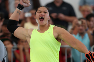 Val Adams set the best women's shot put throw in the world this year. Photo / Getty Images