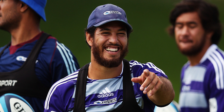 Rene Ranger runs through drills during a Auckland Blues Super Rugby training session. Photo / Getty Images.