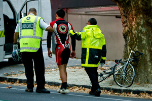 Incidents like the collision between this cyclist and a motorist in Auckland City, yesterday morning are rare, but the number of cyclists on the country's roads is increasing. Photo / Dean Purcell