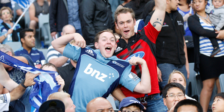 Fans at the Blues versus Crusaders match at Eden Park were on very candid camera. Photo / Richard Robinson