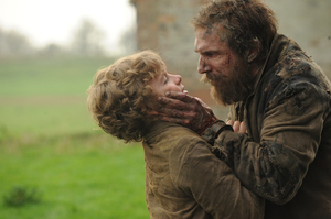 Ralph Fiennes as Magwitch with co-star Jeremy Irvine as Pip in Great Expectations. Photo / Supplied