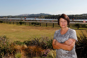 Karen Fleming says her view has been ruined by the elevated part of the cycleway. Photo /Christine Cornege