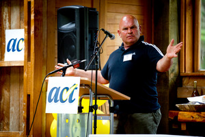 Former Act leader Rodney Hide addresses the faithful at the party's conference. Photo / Dean Purcell
